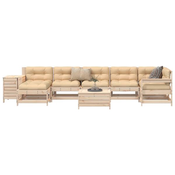 vidaXL 9 Piece Garden Sofa Set Solid Wood Pine