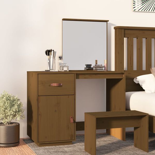 vidaXL Dressing Table Honey Brown 95x50x134 cm Solid Wood Pine