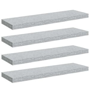 vidaXL Floating Wall Shelves 4 pcs Concrete Grey 80x23.5x3.8 cm MDF
