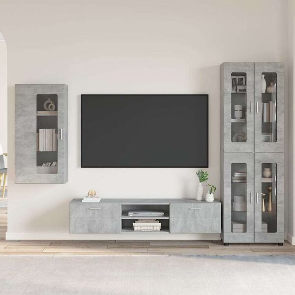 vidaXL TV Cabinet Set with Drawer FLORIN Concrete Grey Engineered Wood