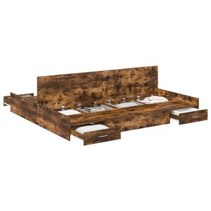 vidaXL Storage Bed Frame Smoked Oak 180 x 200 cm Engineered Wood