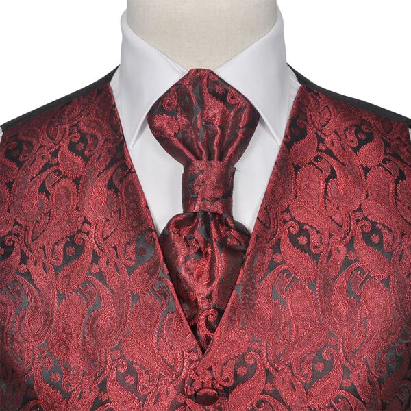 Men's Paisley Wedding Waistcoat Set Size 48 Burgundy