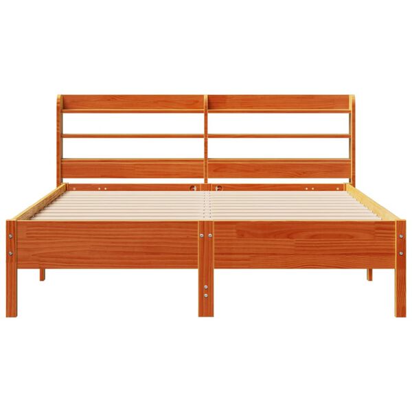 vidaXL Bed Frame without Mattress Wax Brown 135x190 cm Double Solid Wood Pine