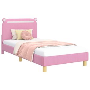 vidaXL Children's Bed Frame with Headboard Pink 90 x 190 cm Fabric