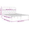 vidaXL Metal Bed Frame without Mattress with Headboard White 140x200cm