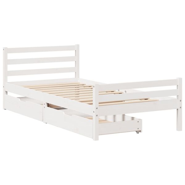 vidaXL Bed Frame without Mattress White 100x200 cm Solid Wood Pine