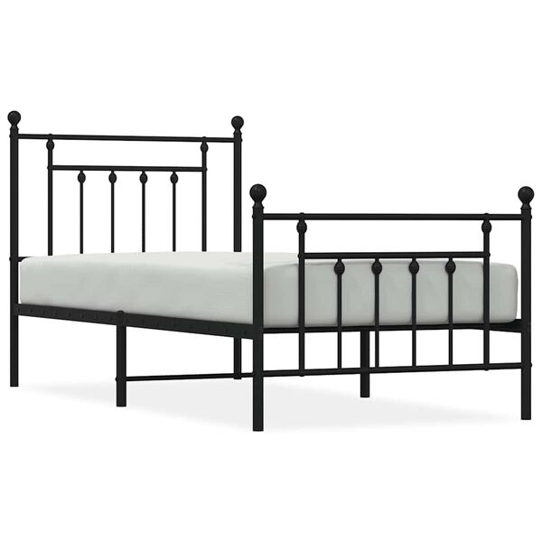 vidaXL Metal Bed Frame without Mattress with Footboard Black 80x200cm