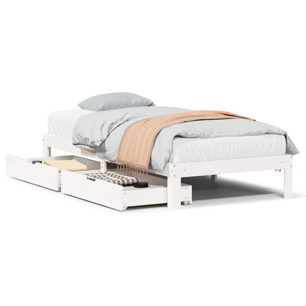 vidaXL Bed Frame with Drawers without Mattress White 90x200 cm