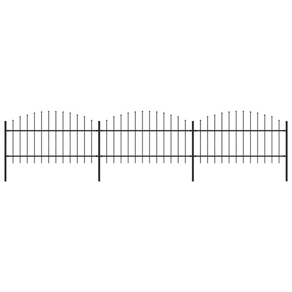 vidaXL Garden Fence with Spear Top Steel 537x125 cm Black