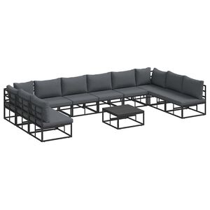 vidaXL Garden Sofa Set 11 pcs Black Aluminium