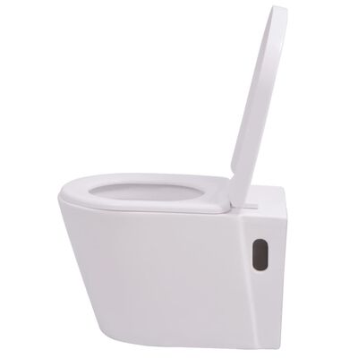 vidaXL Wall Hung Toilet Ceramic White