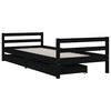 vidaXL Kids Bed Frame with Drawers Black 90x190 cm Solid Wood Pine