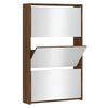 vidaXL Shoe Cabinet with Mirror 3-Layer Brown Oak 63x17x102.5 cm