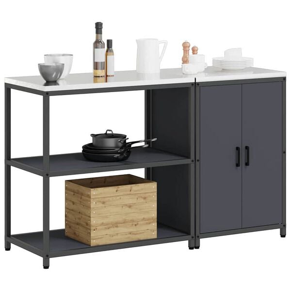 vidaXL Kitchen Storage Set 2 pcs Anthracite Cold-rolled Steel