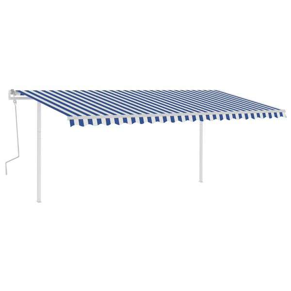 vidaXL Manual Retractable Awning with LED 5x3.5 m Blue and White