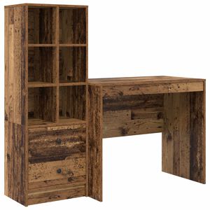 vidaXL Desk Old Wood 135.5 x 50 x 127 cm 2 pcs