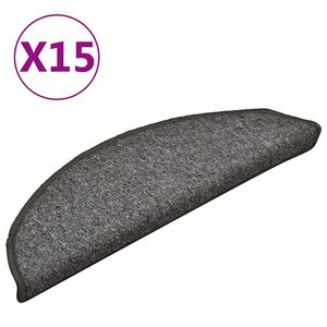 vidaXL Stair Mats 15 pcs 56x17x3 cm Grey and Black Half Round