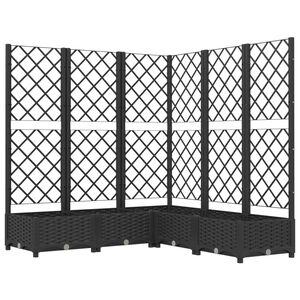 vidaXL Garden Planter with Trellis Black 120x120x121.5 cm PP