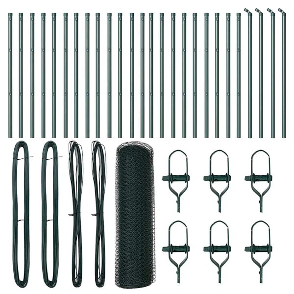 vidaXL Fence Post Green 50 x 0.4 m (13 mm mesh) Steel and PVC