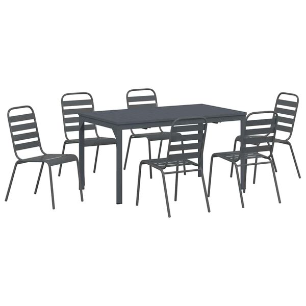 vidaXL Garden Dining Set 7 pcs Anthracite Powder-coated Steel