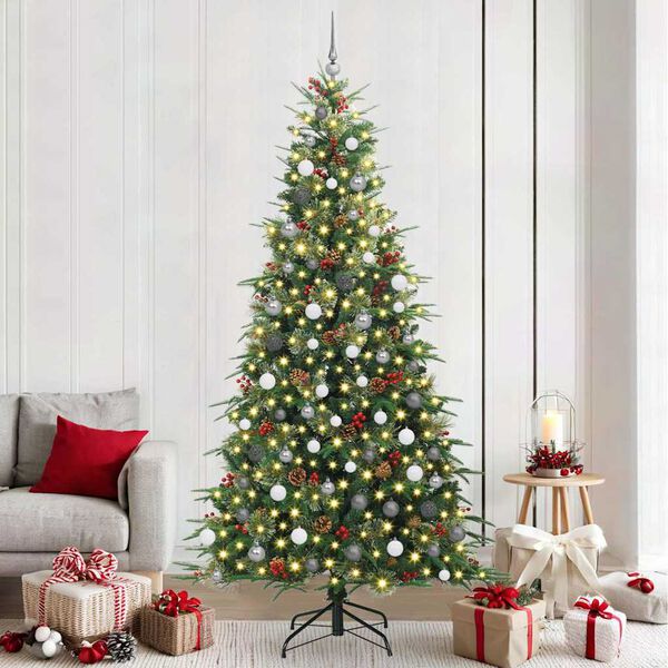 vidaXL Artificial Hinged Christmas Tree Green 240 cm PE and PVC