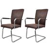 vidaXL Cantilever Dining Chairs 2 pcs Brown Faux Leather