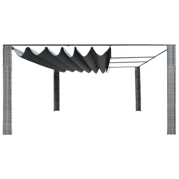 vidaXL Gazebo with Sliding Roof Poly Rattan 400x400x200 cm Grey and Anthracite