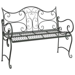 vidaXL Garden Bench 2-Seater 114 x 56.5 x 90 cm Steel Silver Grey