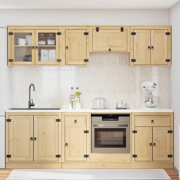 vidaXL Cabinet with Drawer SKI 8 pcs Honey Brown Solid Pine Wood