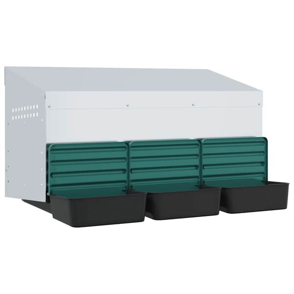 vidaXL Chicken Nesting Box 3 Compartments Wall-Mounted Galvanised Steel