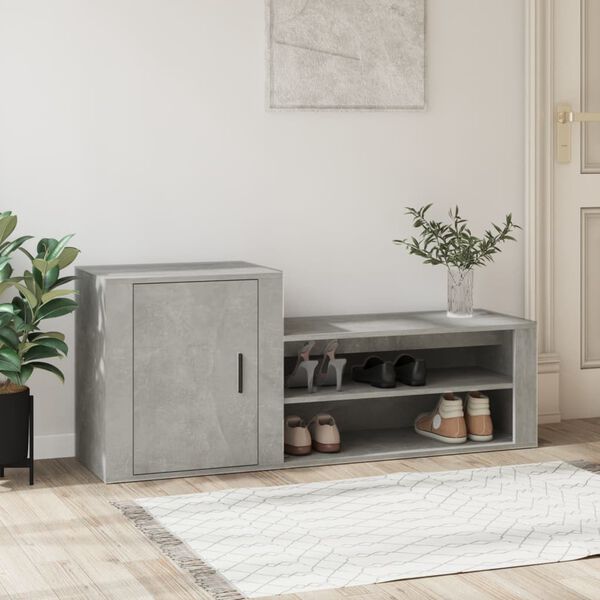 vidaXL Shoe Cabinet Concrete Grey 130x35x54 cm Engineered Wood