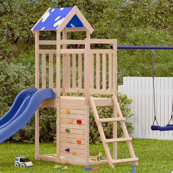 vidaXL Play Tower Brown 110.5 x 52.5 x 215cm Solid Pine Wood