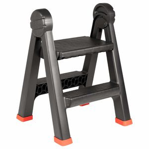 vidaXL Ladder Folding Black and Red 46 x 30 x 63 cm PP and Elastomer