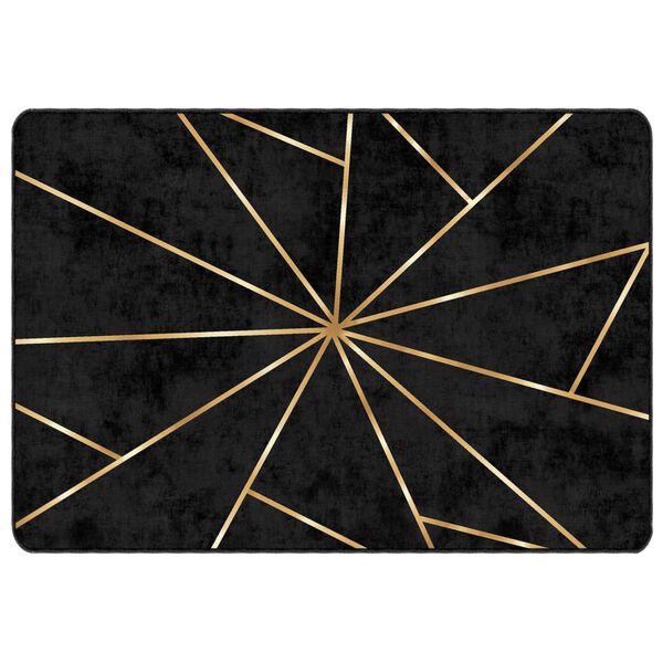vidaXL Rug Washable Black and Gold 120x180 cm