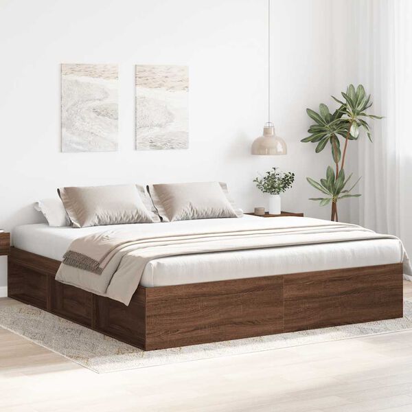 vidaXL Bed Frame without Mattress Brown Oak 180x200 cm Super King Super King Size