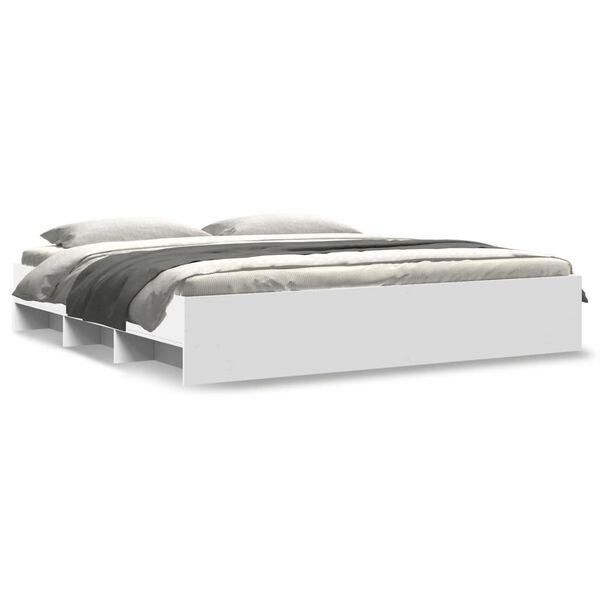 vidaXL Bed Frame without Mattress White 200x200 cm Engineered Wood