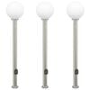 vidaXL Bollard Lights with Sensor&Outlet 3 pcs 120 cm Stainless Steel IP44