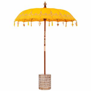 vidaXL Balinese Parasol with Base Yellow 185 x 185 x 260 cm