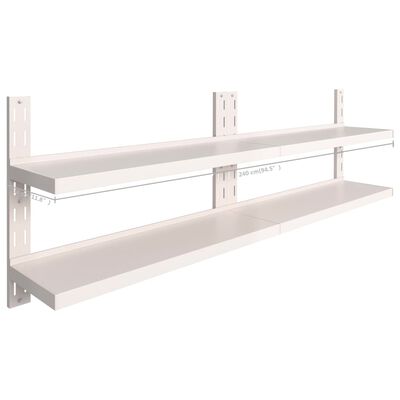 vidaXL 2-Tier Floating Wall Shelves 2 pcs Stainless Steel 240x30 cm