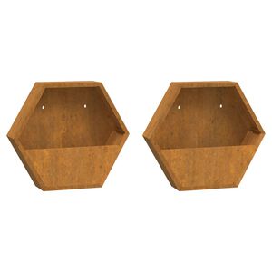vidaXL Wall Planters 2 pcs Rusty Corten Steel 46x10x40 cm