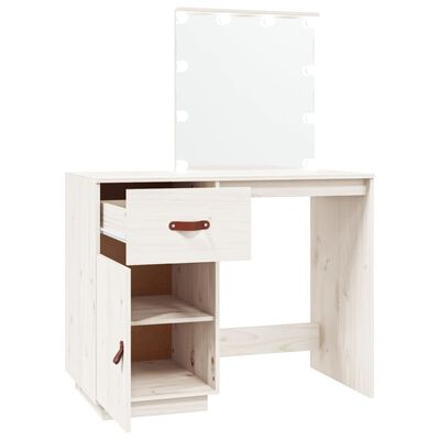 vidaXL Dressing Table with LED White 95x50x133.5 cm Solid Wood Pine