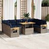 vidaXL 10 Piece Garden Sofa Set with Cushions Grey Poly Rattan Acacia