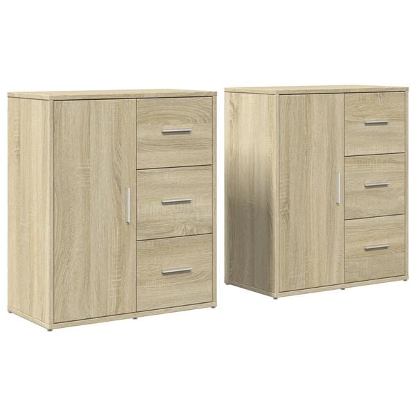 vidaXL Sideboards 2 pcs Sonoma Oak 60x31x70 cm Engineered Wood