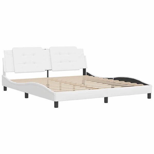 vidaXL Bed Frame without Mattress "Zadar" White 180x200 cm Super King Faux Leather