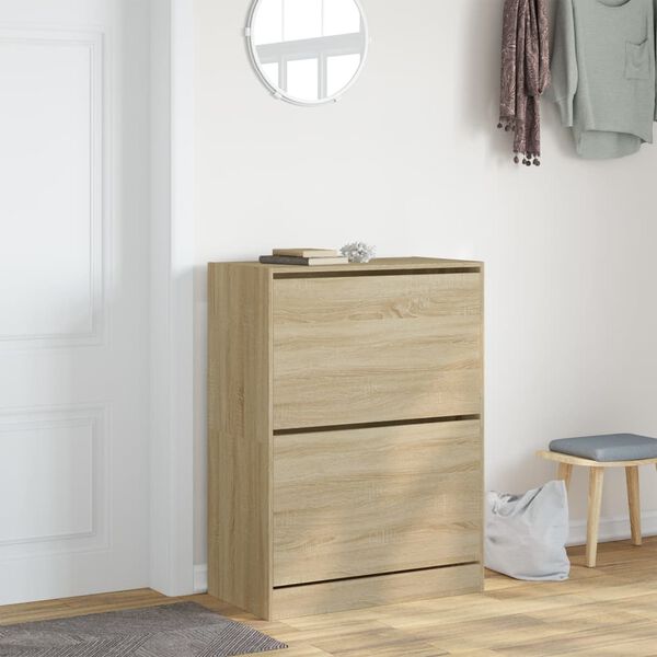 vidaXL Shoe Cabinet with 2 Flip-Drawers Sonoma Oak 80x42x108 cm