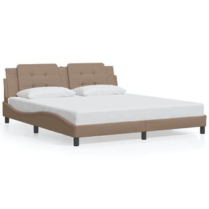 vidaXL Bed Frame without Mattress "Zadar" Cappuccino 180x200 cm Super King Faux Leather