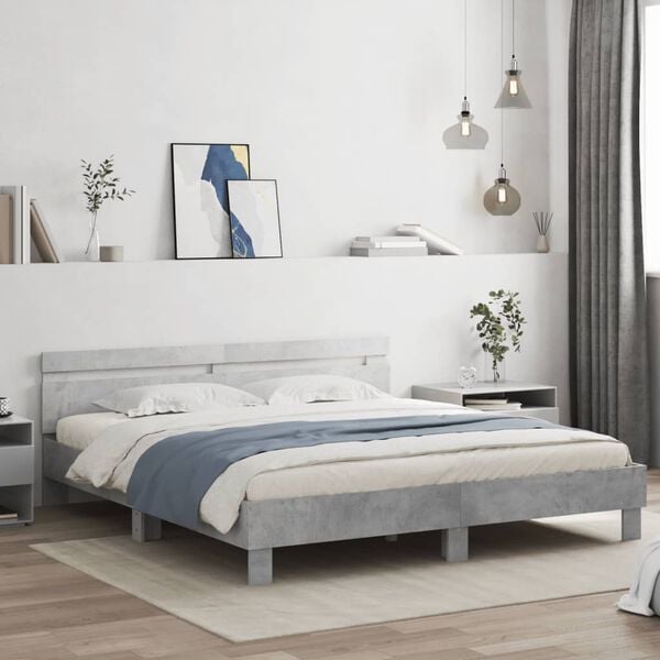 vidaXL Bed Frame without Mattress Concrete Grey 200x200 cm