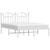 vidaXL Metal Bed Frame without Mattress with Headboard White 140x200cm