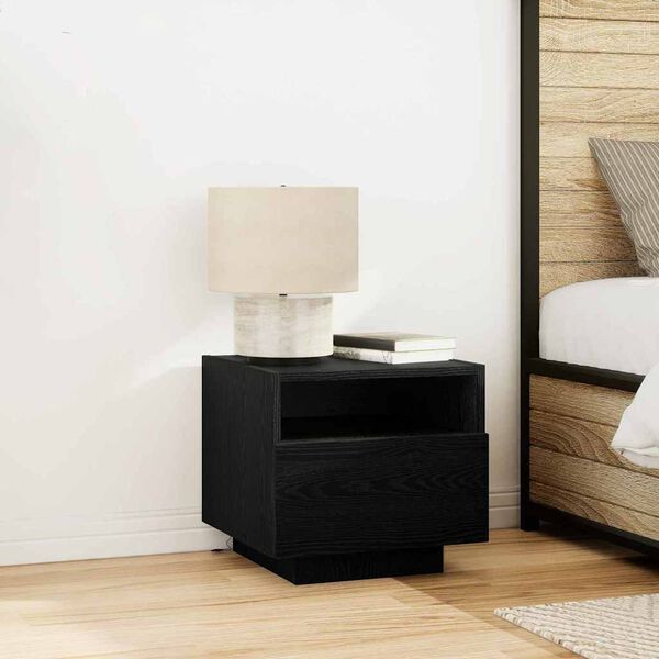 vidaXL Bedside Cabinet Black Oak 40 x 39 x 37 cm Engineered Wood