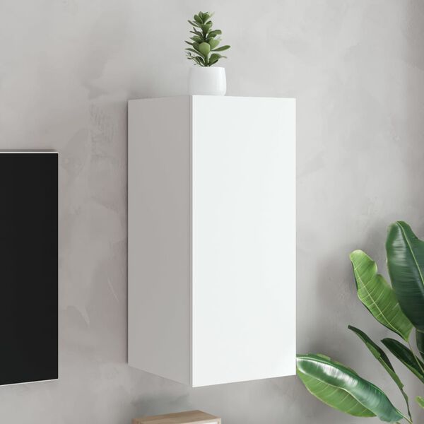 vidaXL TV Wall Cabinet with LED Lights White 30.5x35x70 cm